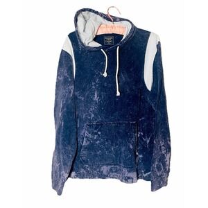 Abercrombie & Fitch Medium Men Distressed Y2K Hoodie Drawstring Dark Blue (E4)